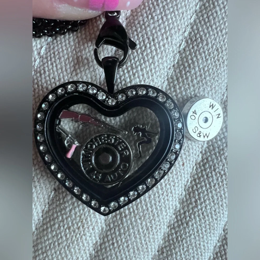 Origami Style Gun Lover Themed Necklace W/ Charms